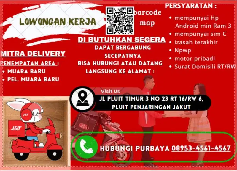 LOWONGAN PEKERJAAN KURIR J&T DC TELUK GONG
