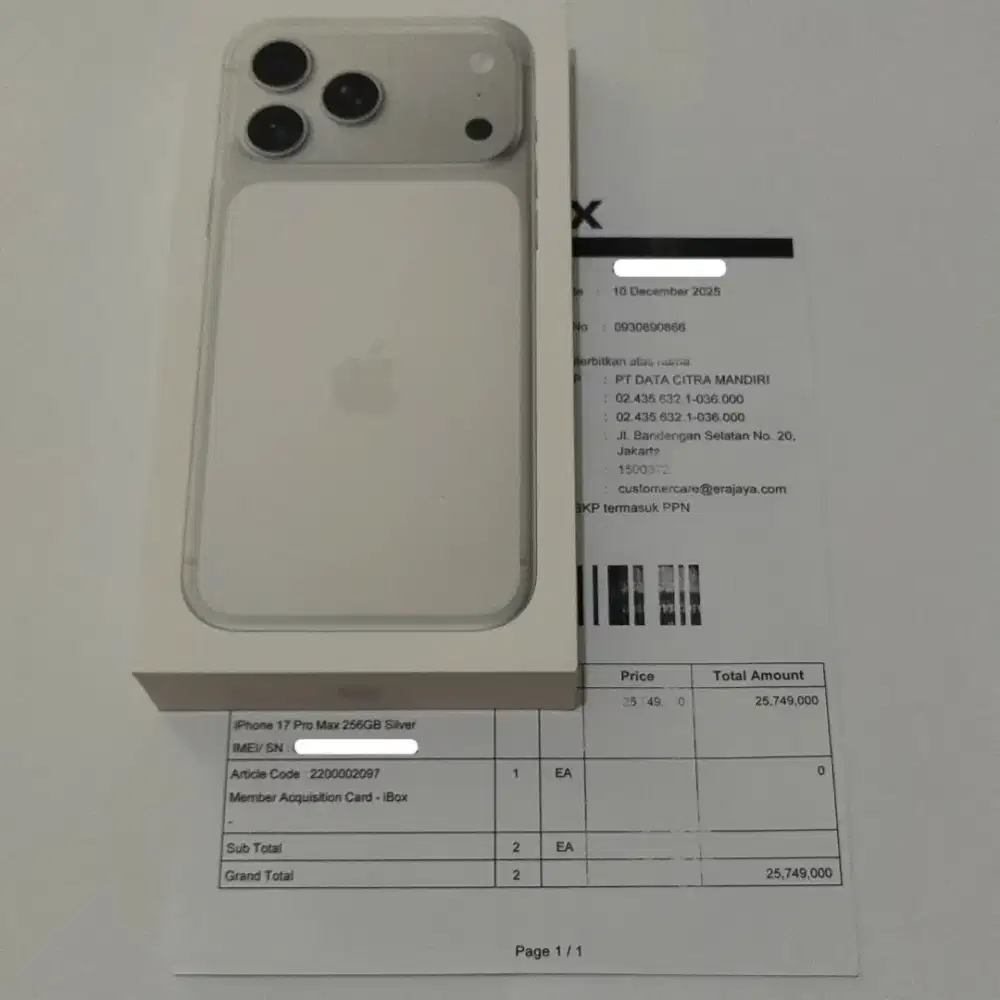 iPhone 17 Pro Max 256Gb Silver BNIB Segel Garansi Resmi iBox 12 Bulan