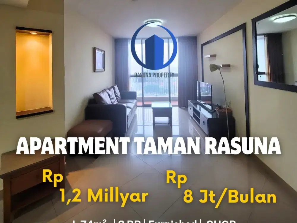Apartment Taman Rasuna, Dijual Murah, 2 Kt, Full Furnished, SHGB