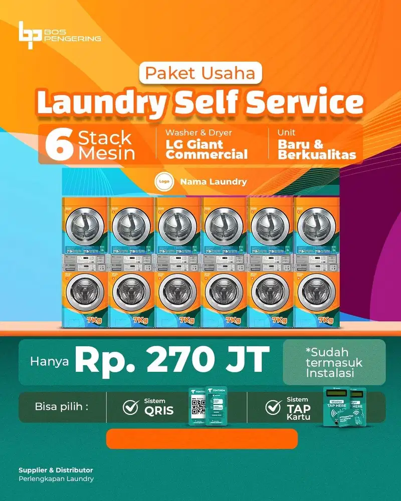 PROMO 6 STACK PAKET LAUNDRY BOS PENGERING COMMERCIAL LG SELF SERVICE