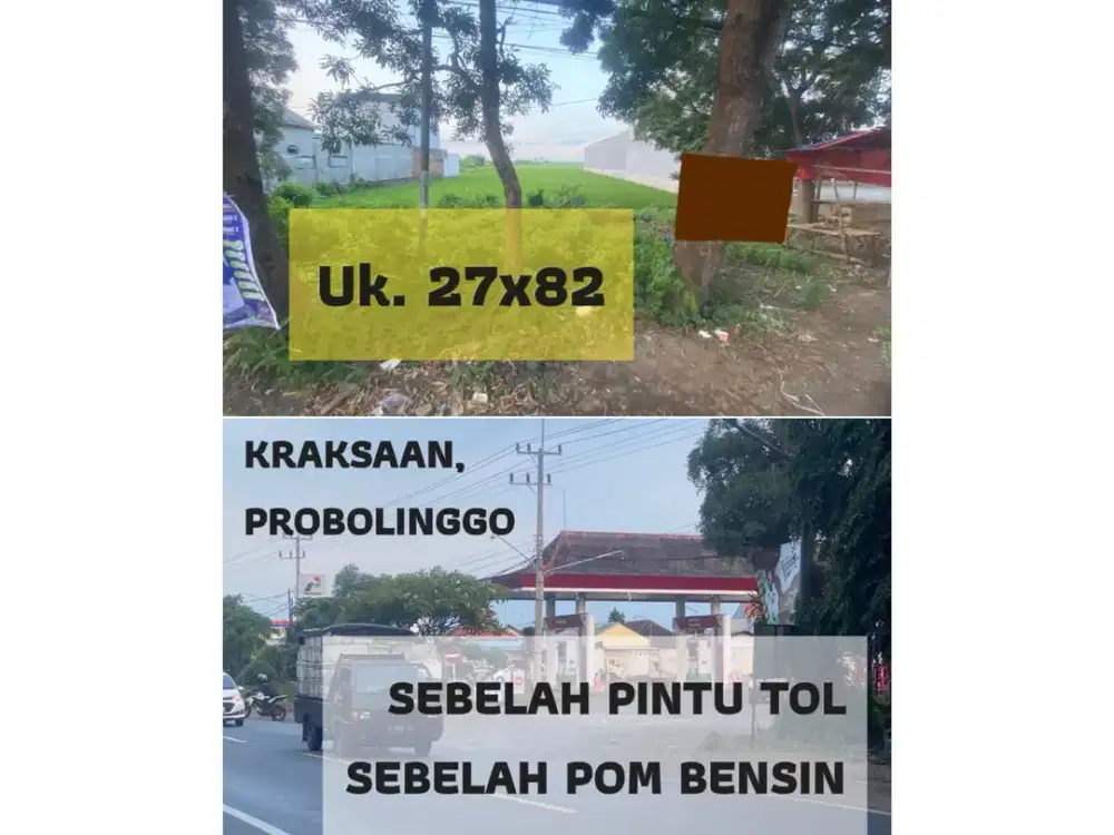 TANAH KRAKSAAN PROBOLINGGO SANGAT STRATEGIS DEKAT PINTU EXIT TOL KRAKSAAN. DEKAT POM BENSIN.