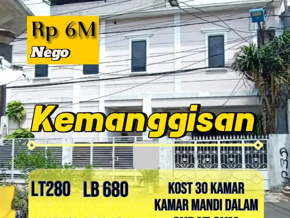 JUAL RUMAH KOST SELALU PENUH 3 LANTAI 30 KAMAR KEMANGGISAN JAKARTA BARAT✨ ✅