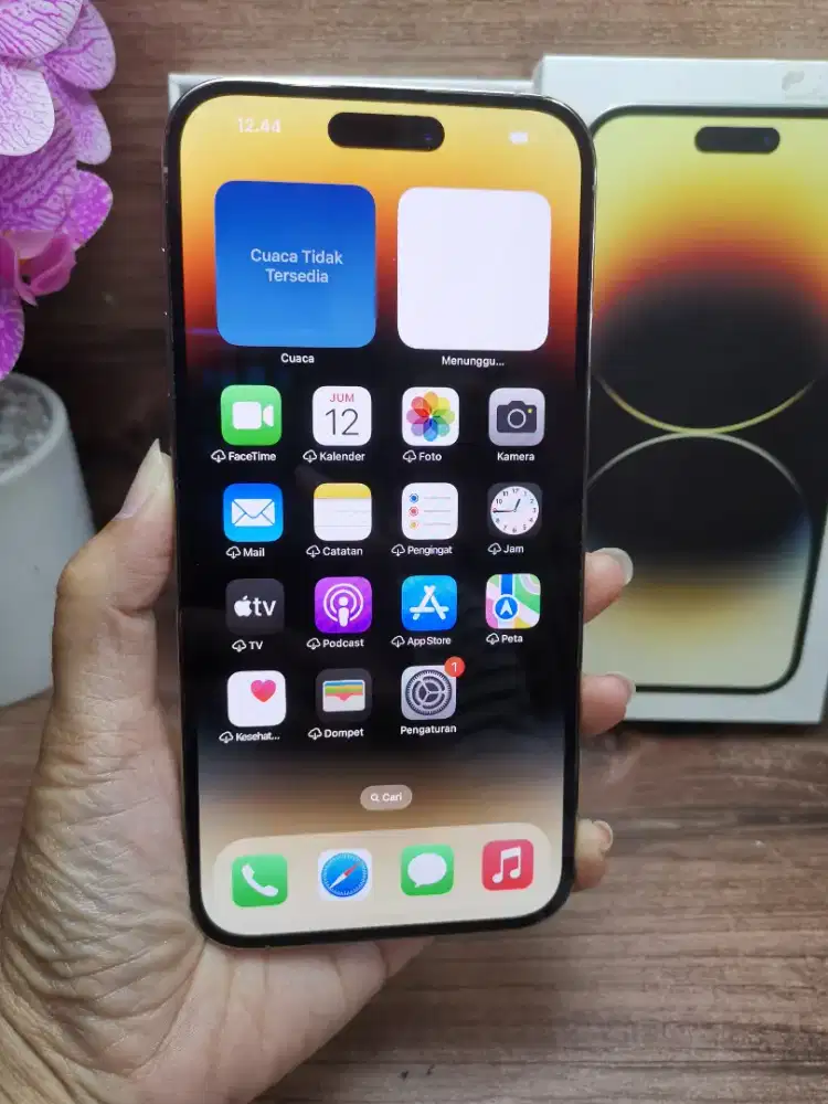 Iphone 14 pro max 512 GB gold mulus 99% fullset original garansi ibox