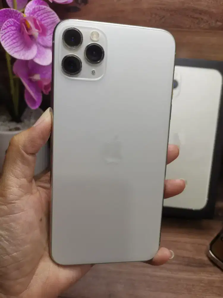 Iphone 11 pro max 512 gb silver mulus fullset original garansi BS tt