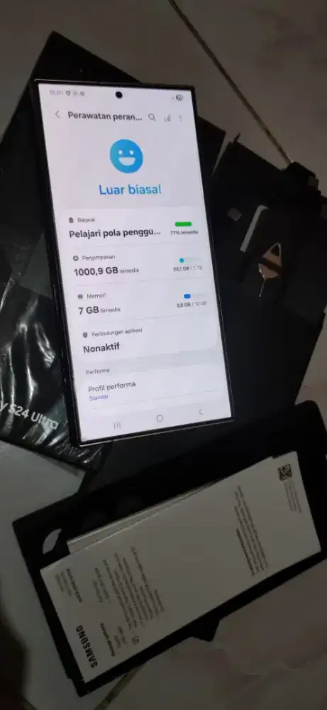 Samsung galaxy S24 ultra grey ram 12/ 1tb lengkap mulus terawat