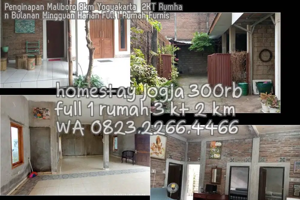 Penginapan Maliboro 8km Yogyakarta  2KT Rumhan Bulanan Mingguan Harian