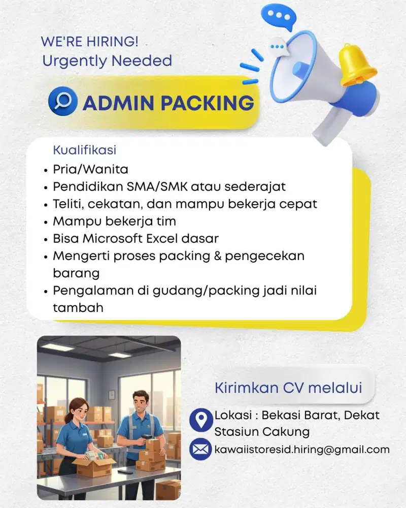 Loker Dibutuhkan Admin Packing