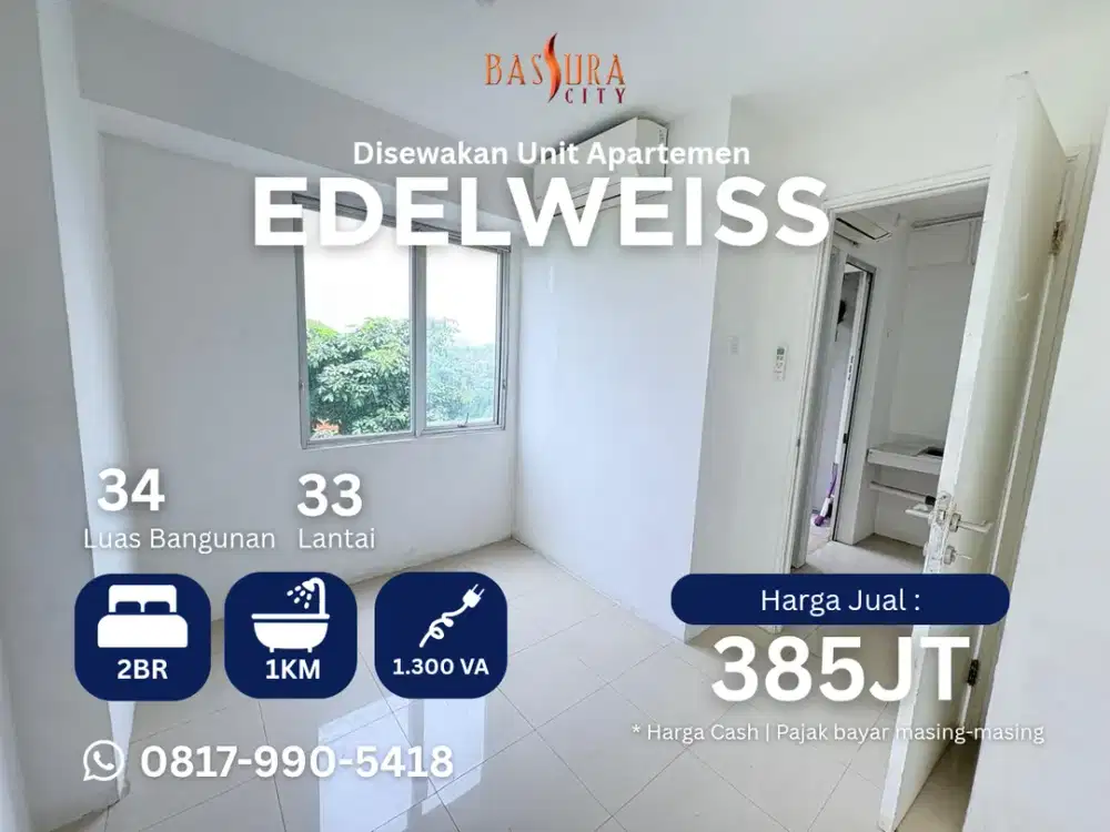 Jual Cepat 2BR kosongan SHM apartemen Bassura City bonus 2AC
