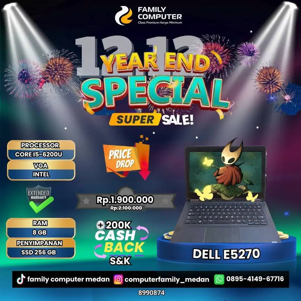 DELL E5270 COREI5-6200U RAM 8GB SSD256GB SIAP PAKAI-PLUS BONUS-GARANSI