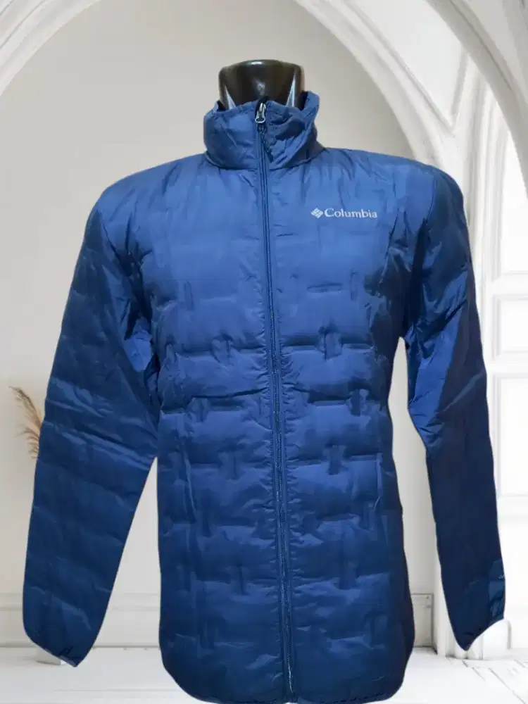 Jaket bulu angsa columbia biru tua