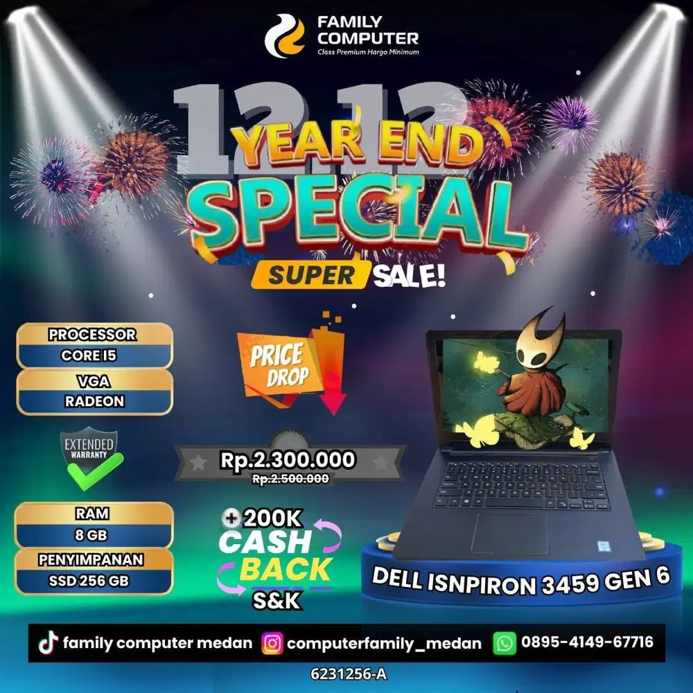 DELL GAMING COREI5 6200 RAM 8GB RADEON 2GB SSD 256GB-GARANSI + BONUS