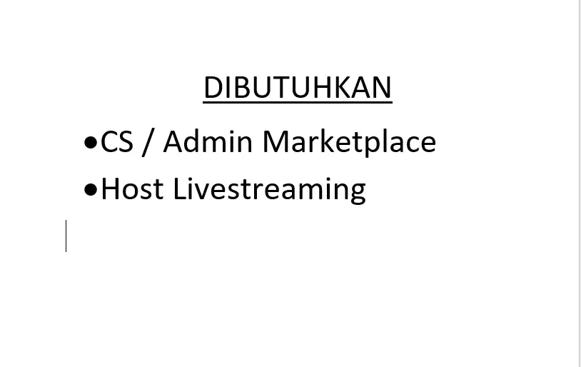 DIBUTUHKAN CS & HOSTLIVE