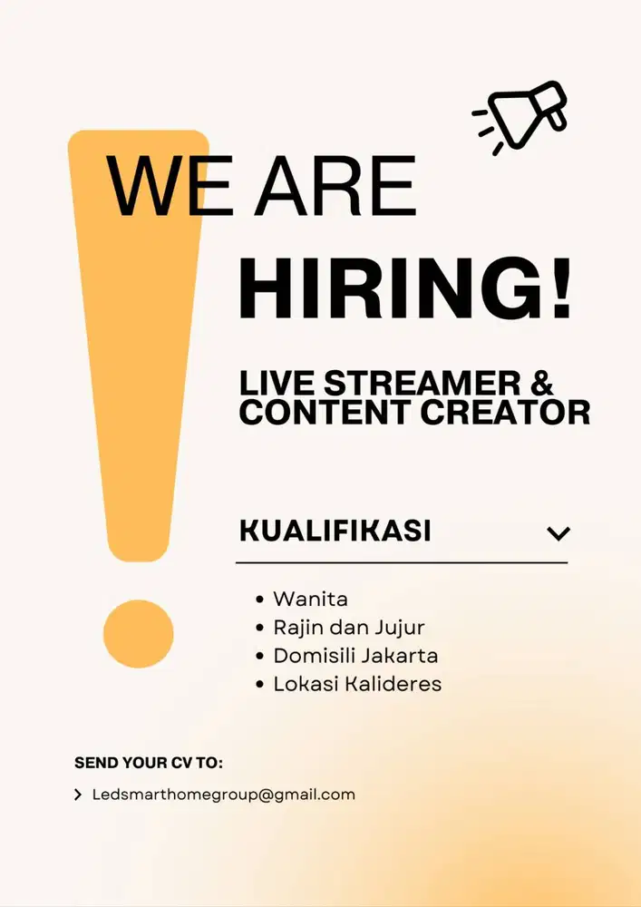FREELANCE / LOWONGAN TETAP LIVE STREAMER