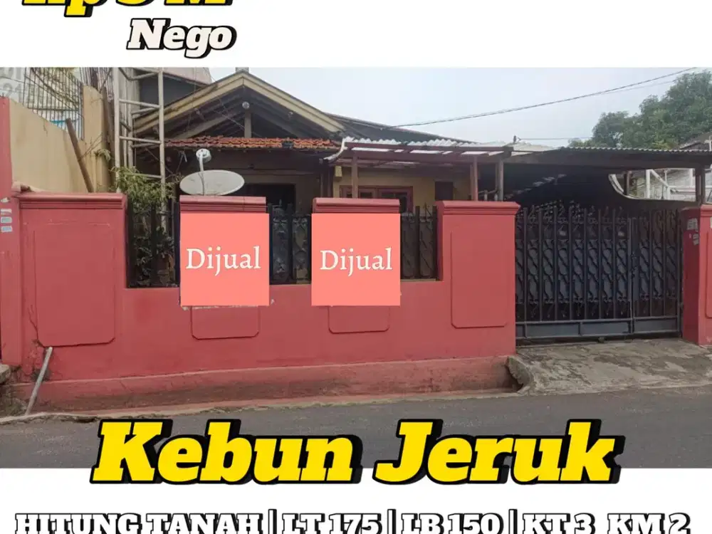 DIJUAL MURAH RUMAH TEPI JALAN STRATEGIS SUKABUMI SELATAN KEBON JERUK JAKARTA BARAT