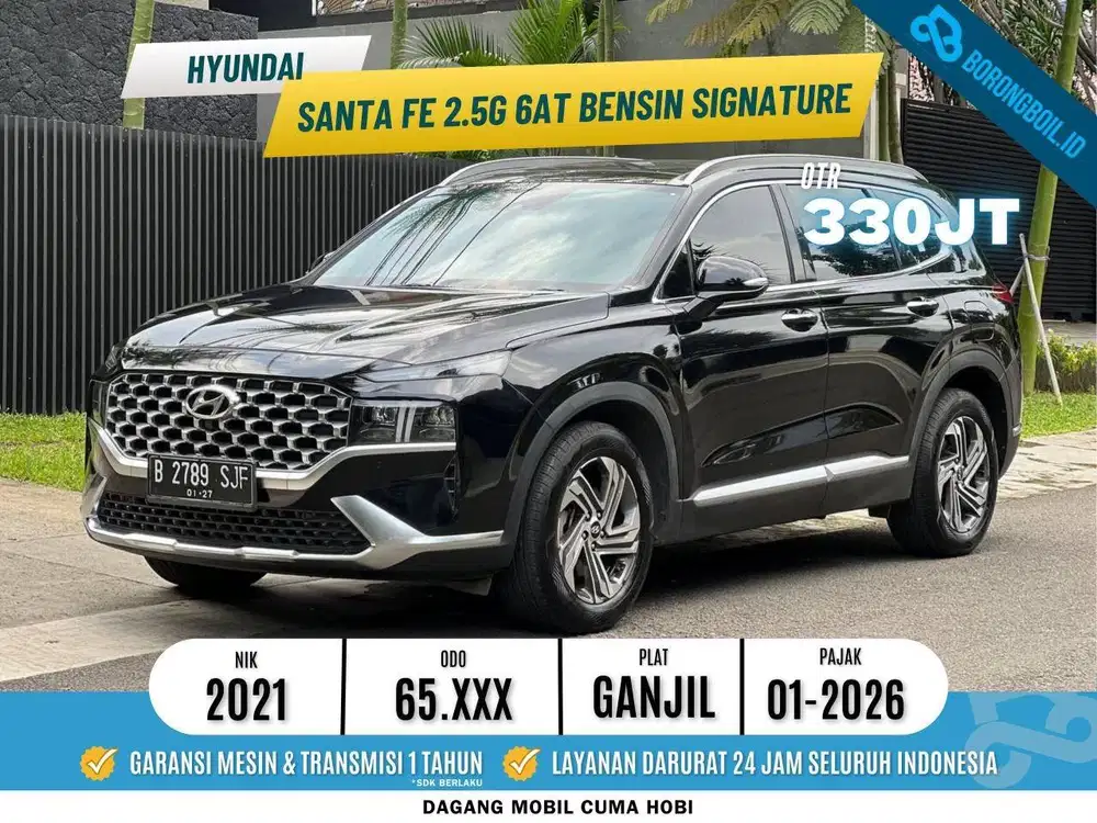 NEW GRAND SANTA FE 2.5G BENSIN SIGNATURE 2021 HITAM LIKE NEW ISTIMEWA