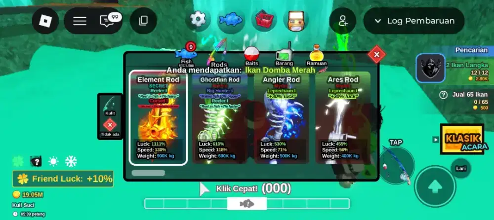 jual akun element fish it