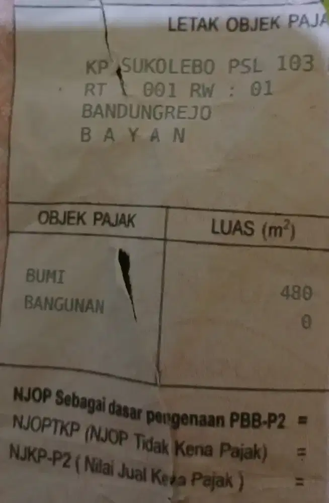 Jual santai tanah luas 480 m2