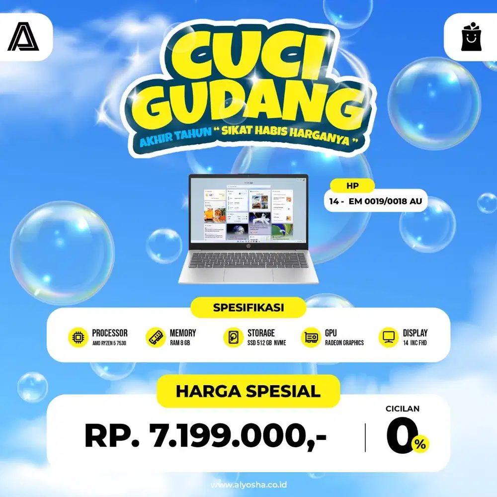PROMO Spesial HP em0018/0019au Ryzen 5 7530 8/512 w11+OHS