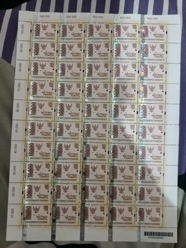 Jual Materai 10rb ada 50 Pcs Harga 450Rb