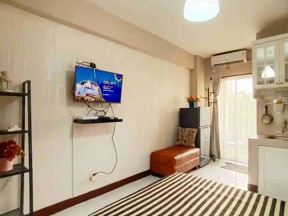 Disewakan satu unit studio di apartemen cinere resort, lantai rendah view kolam renang, 1 km pintu TOL Brigif, strategis