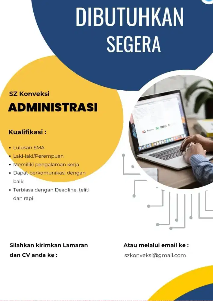 Dibutuhkan ADMIN KONVEKSI