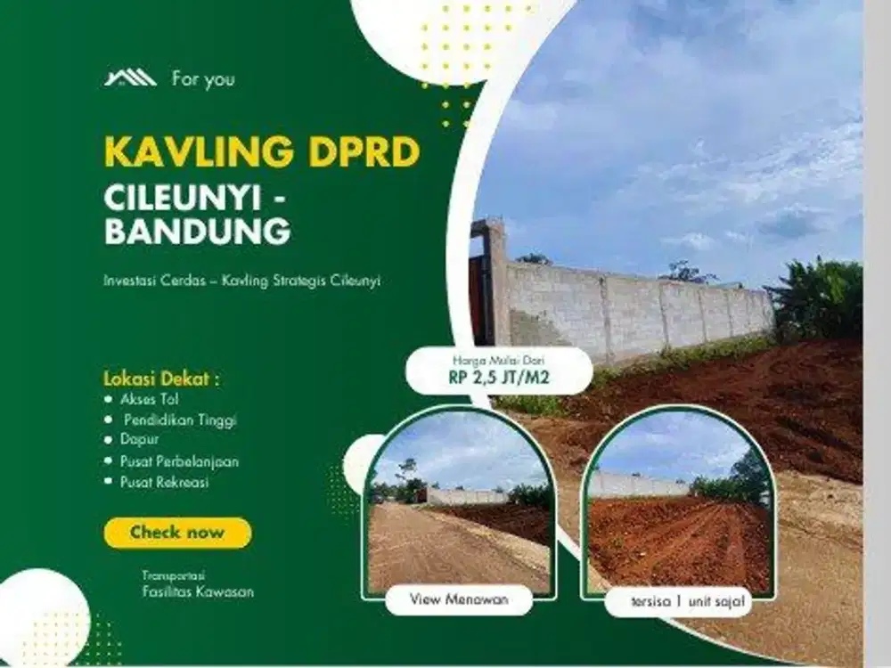 5 MENIT TOL CILEUNYI! Kavling A2 156m² Adalah Unit Terdekat Gerbang Proyek!
