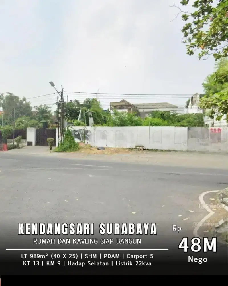 Dijual rumah plus kavling siap bangun kendangsari surabaya