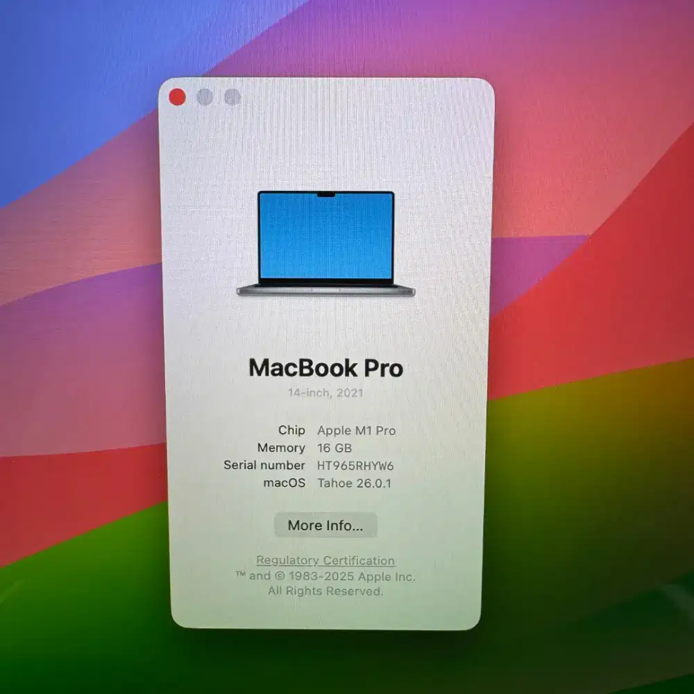 Macbook M1 pro 14 inch Ram 16 Ssd 512 Full set buat desain editng grey