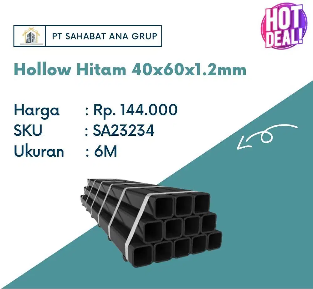 Hollow Hitam 40x60x1.2mm