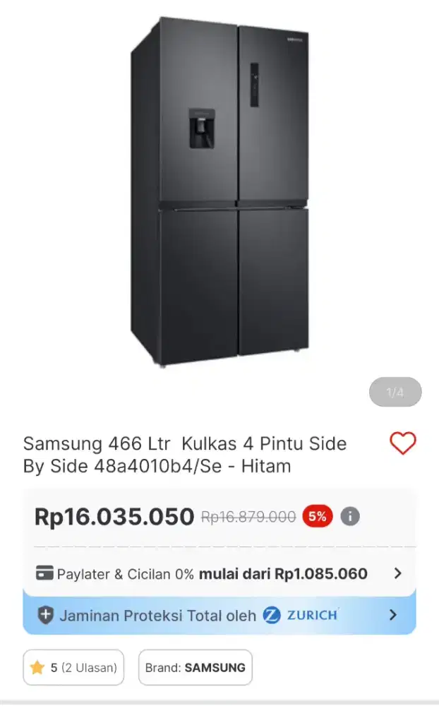 Kulkas samsung 4 pintu with dispenser