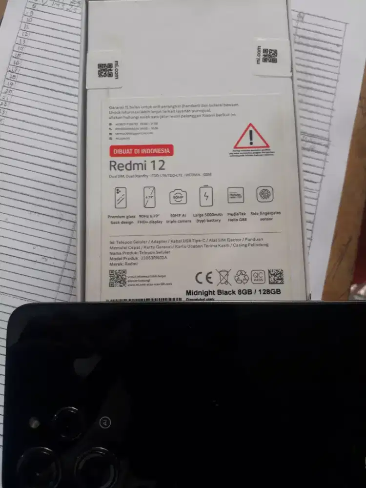 REDMI 12 MIDNIGHT BLACK 8+4/128 like new