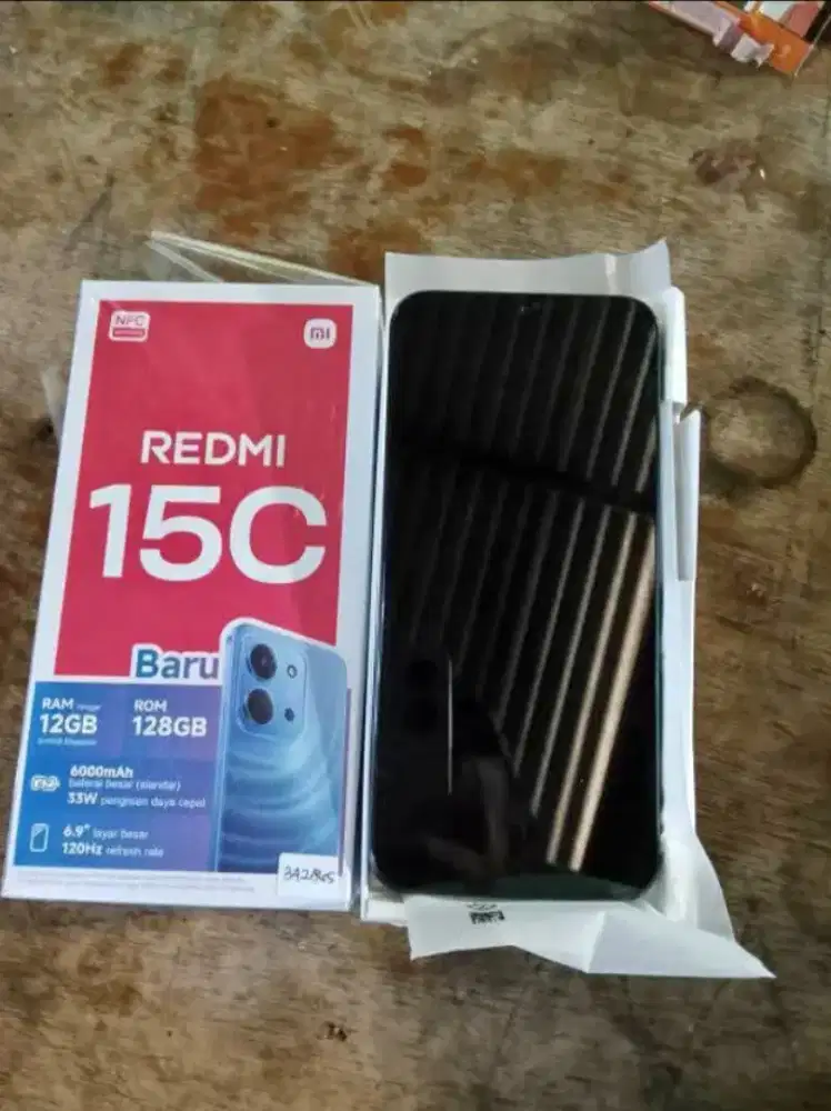 REDMI 15C 6/128 HITAM NFC LENGKAP DUSBOX MULUS SEPERTI BARU