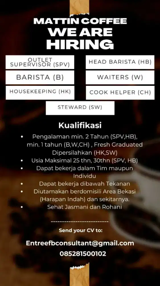 Lowonga  Pekerjaan untuk Outlet Baru