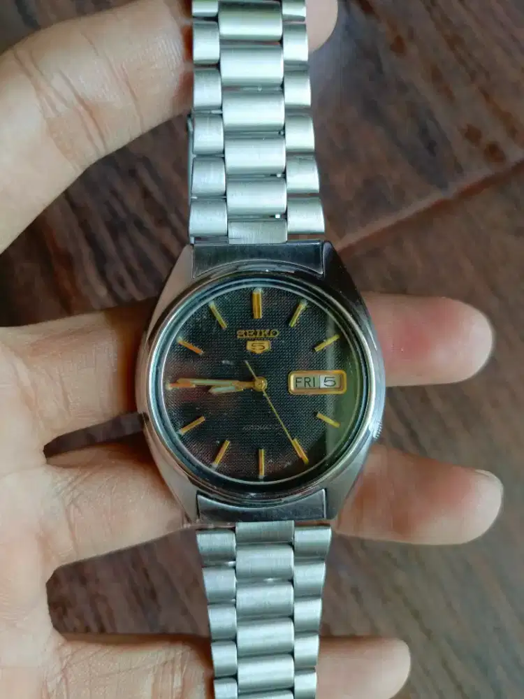 Jam Tangan Seiko 5 Vintage 7009 Black Canvas