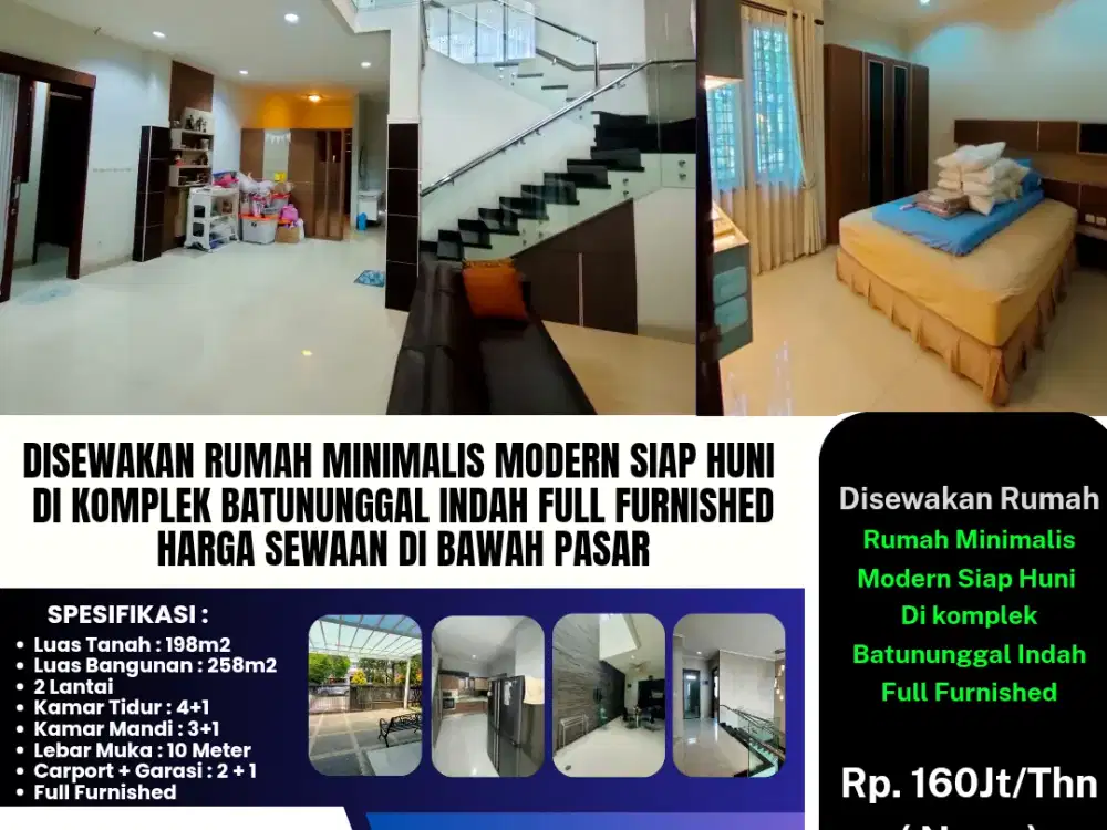 Disewakan Rumah Siap Huni 
Di Komplek Batununggal Indah Full furnished
Harga Sewaan Di Bawah Pasar
