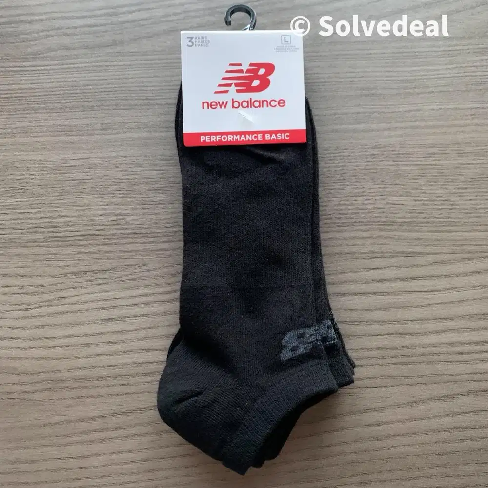 Kaos Kaki New Balance Performance Flat Knit No Show 3 Pair Black