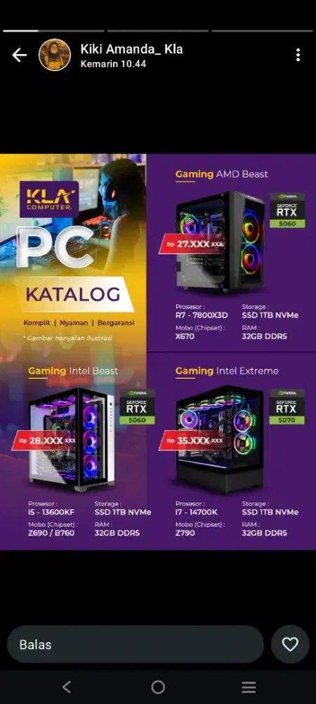 Mau PC untuk Gaming extreme Ready nih di KLA Komputer Mataram