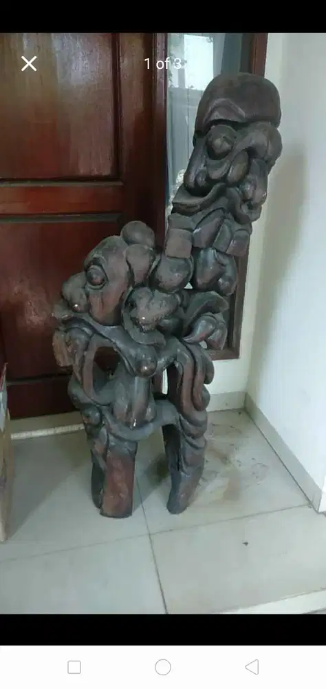 PATUNG PAPUA ASLI 1.5M HITAM KAYU ETNIK - LANGKA! WA SEKARANG!