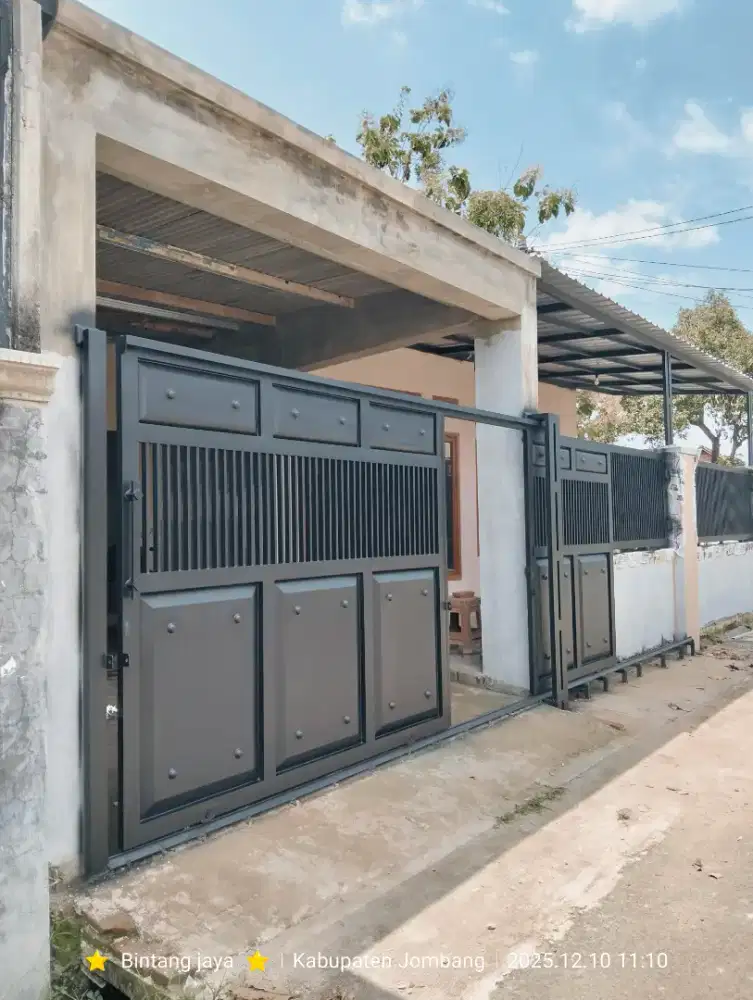 Pintu gerbang dorong dobel sliding murah