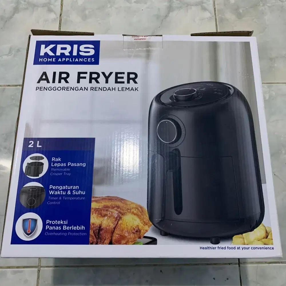 DIJUAL AIR FRYER 2 LITER 2 KNOB 800W MERK AZKO KRIS - HITAM (BARU)