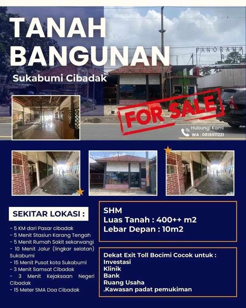 Jual Ruang Usaha Pusat Kota Sukabumi Cibadak