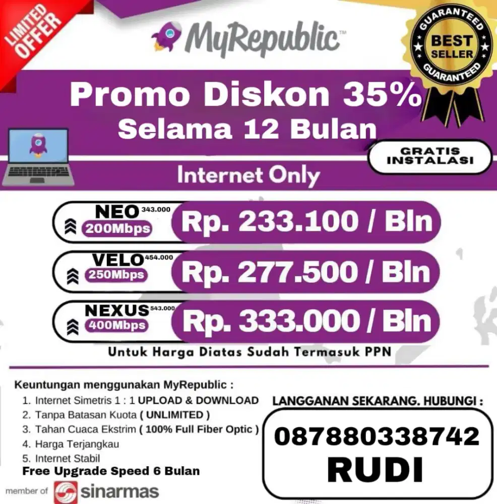 Setiabudi promo pemasangan internet myrepublic WiFi Myrepublic