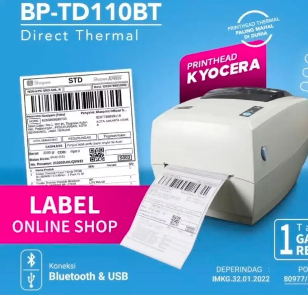 Jual printer thermal merk.blueprint  BP-TD110BT