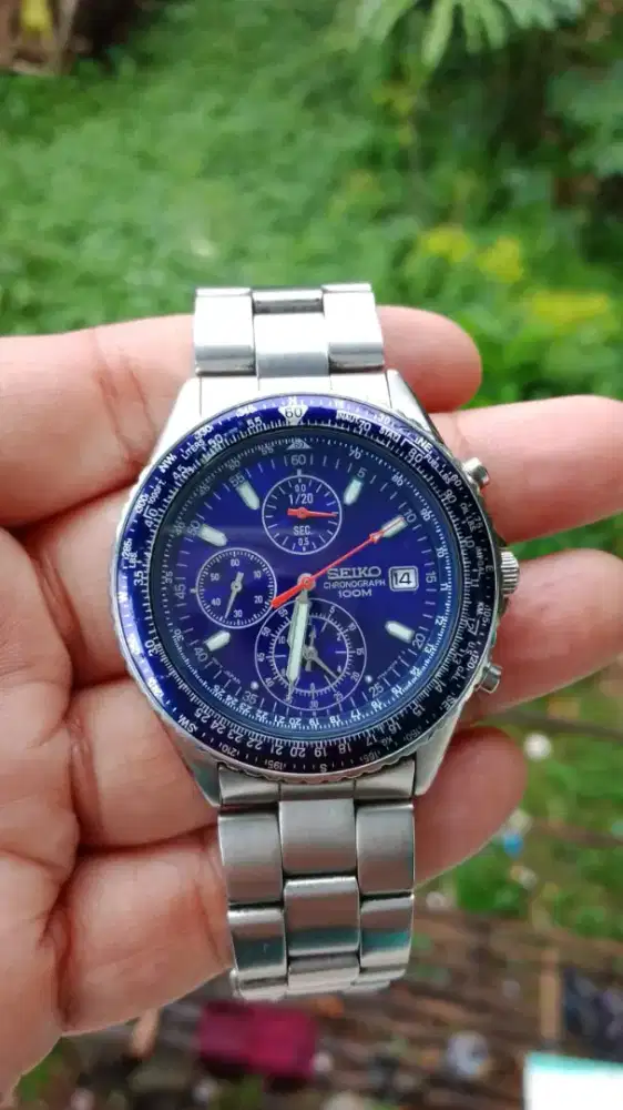 Seiko Chronograph Flight Master Pilot Blue Dial