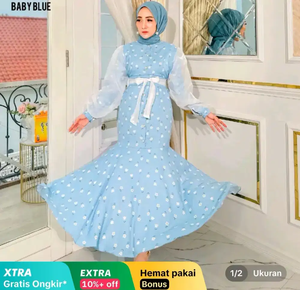 Gamis fashion baby blue