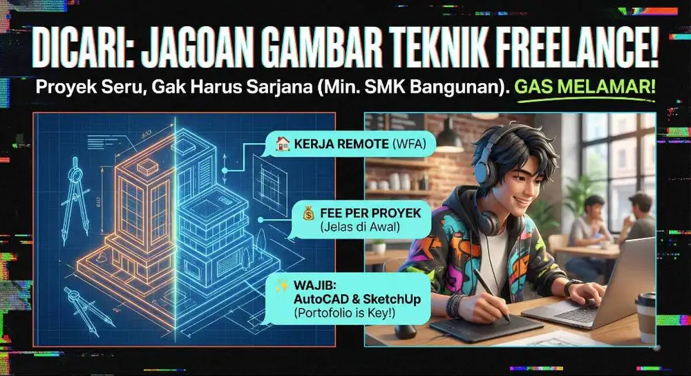 *ARSITEK / DRAFTER FREELANCE* Panggilan untuk Jagoan Gambar Teknik!