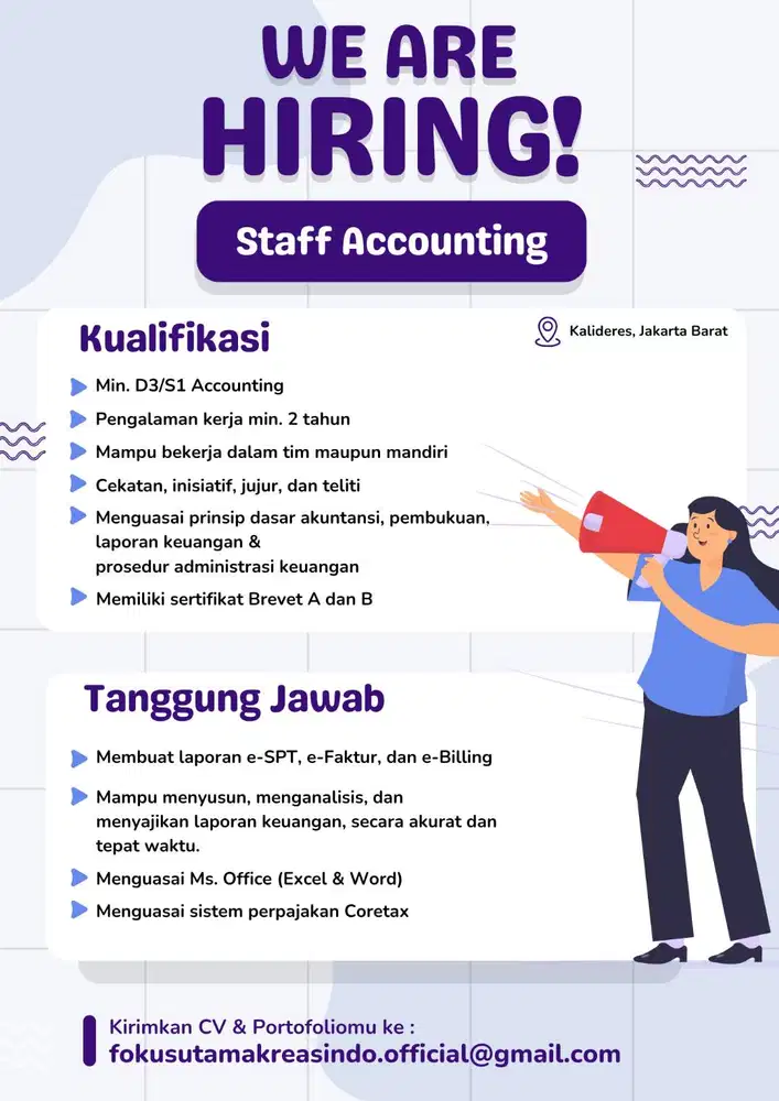 Lowongan Staff Accounting / Akunting