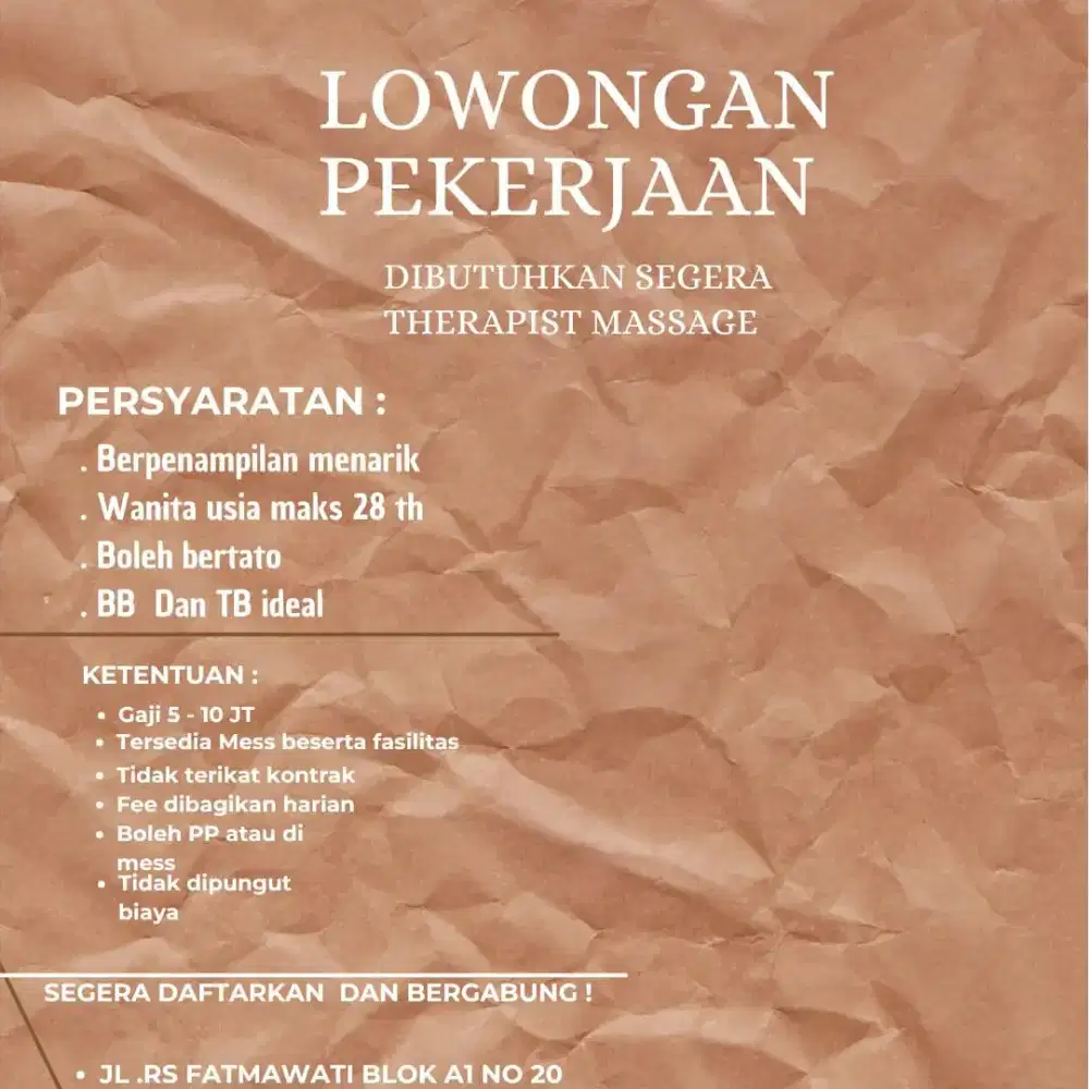 Lowongan pekerjaan therapist