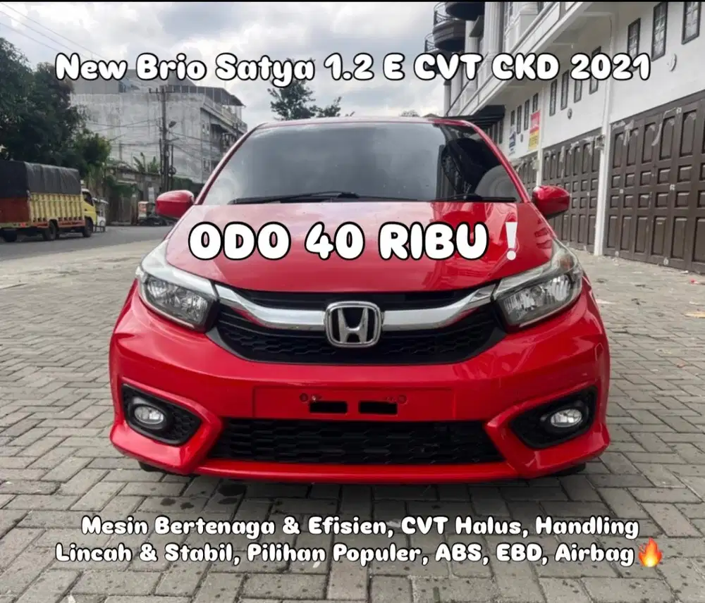 (TDP 14 JUTA!) Honda New Brio Satya 1.2 E CVT CKD Merah 2021