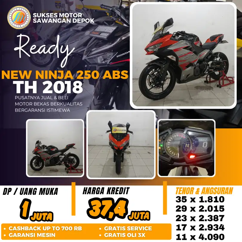 ISTIMEWA KAWASAKI NEW NINJA 250 ABS FI TH 2018 BISA CASH KREDIT DP 1JT